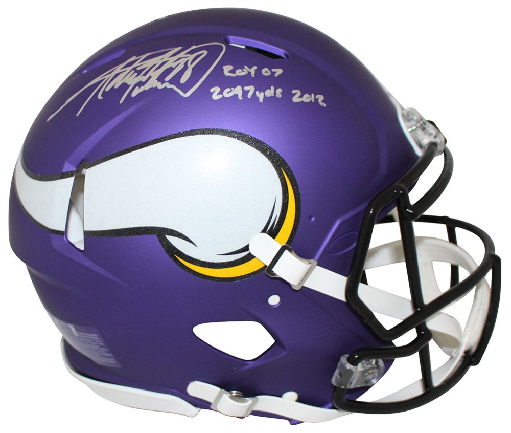 Adrian Peterson Signed Minnesota Vikings Authentic Speed Helmet 2 Insc JSA