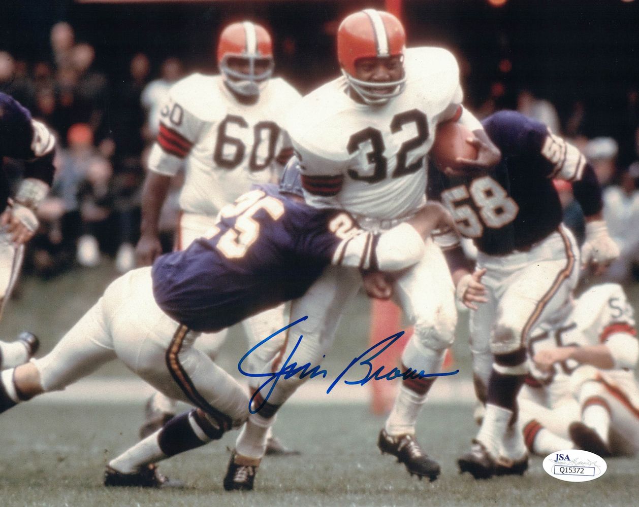 Jim Brown Autographed/Signed Cleveland Browns 8x10 Photo JSA