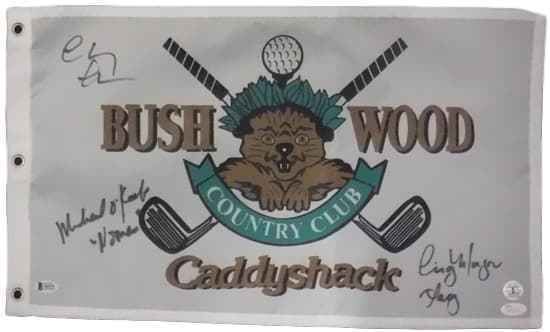 Chevy Chase, Cindy Morgan &amp; Michael O&#39;Keefe Autographed Caddyshack Bushwood Flag JSA