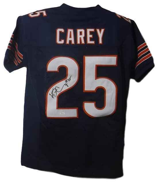 Kadeem Carey Autographed Chicago Bears Size XL Blue Jersey JSA