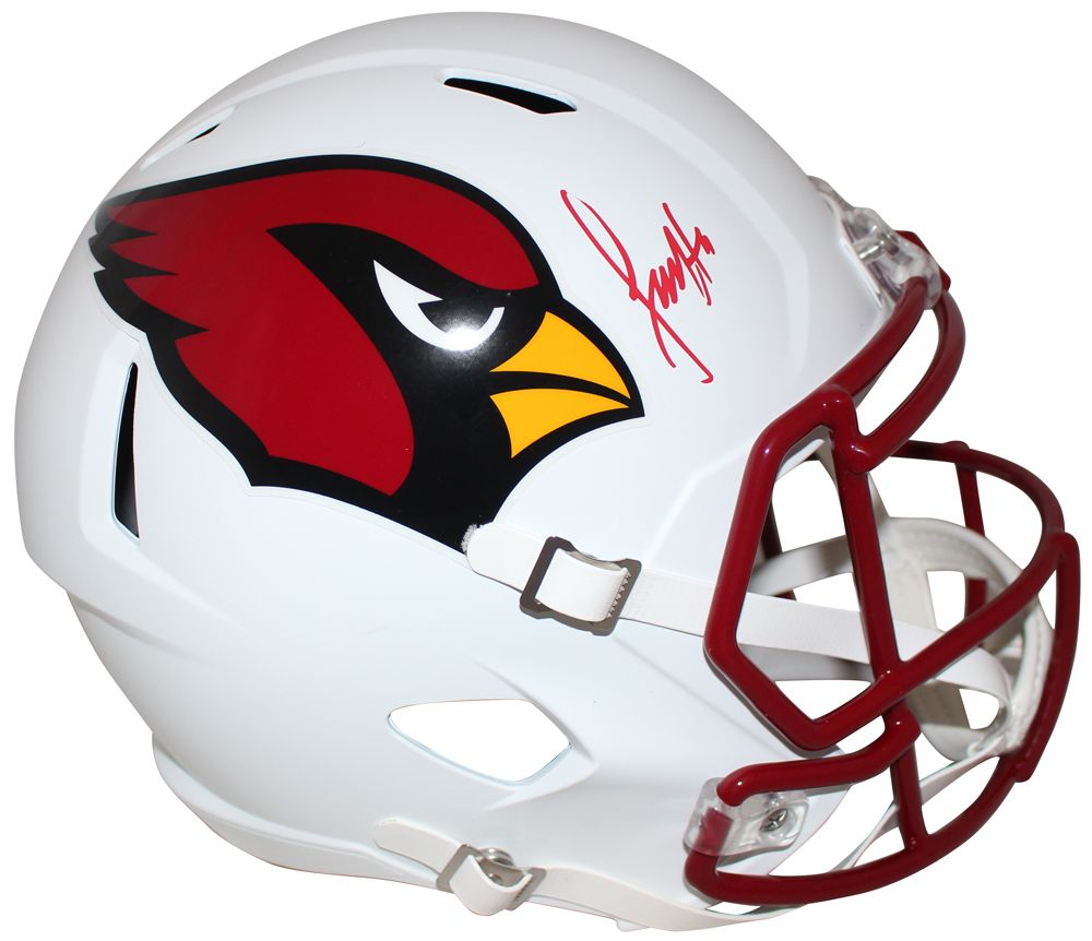Larry Fitzgerald Autographed Arizona Cardinals F/S Flat White Helmet BAS