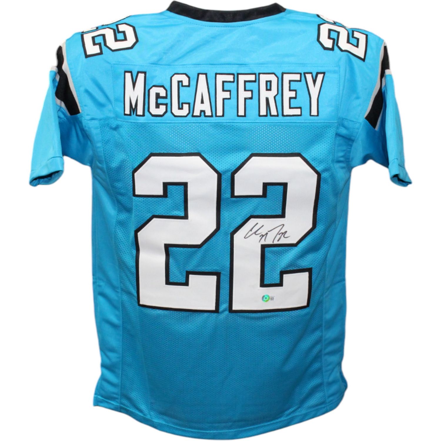 Christian McCaffrey Autographed/Signed Pro Style Blue Jersey Beckett