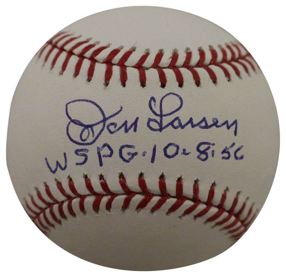 Don Larsen Autographed/Signed New York Yankees OML Baseball WSPG BAS