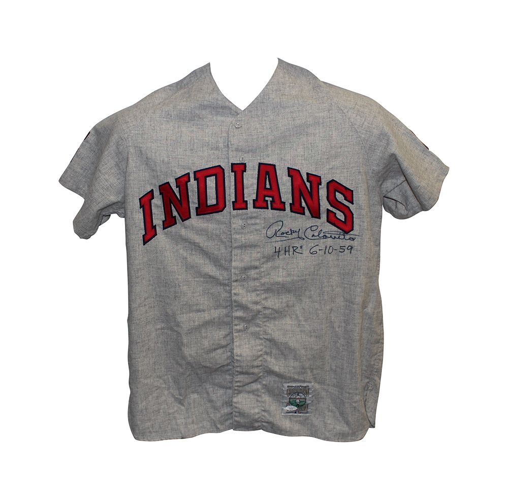 Rocky Colavito Signed Cleveland Indians Mitchell &amp; Ness White XL Jersey JSA