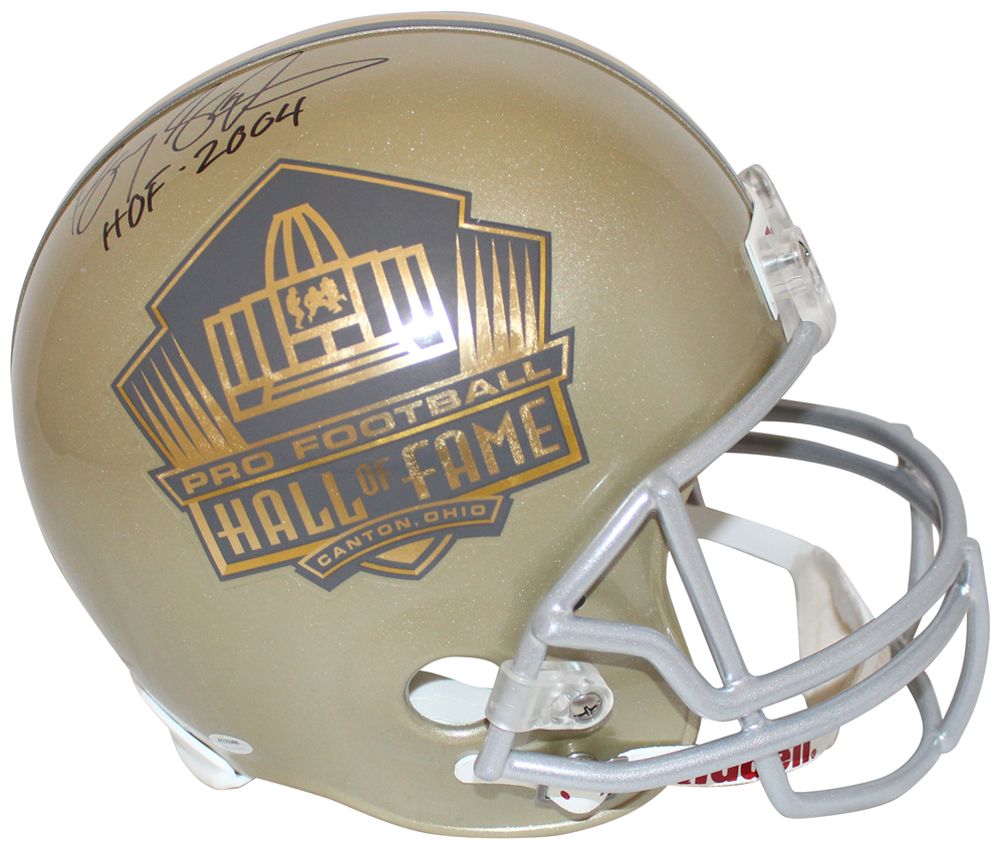 Barry Sanders Autographed/Signed Hall Of Fame F/S Gold Helmet HOF JSA