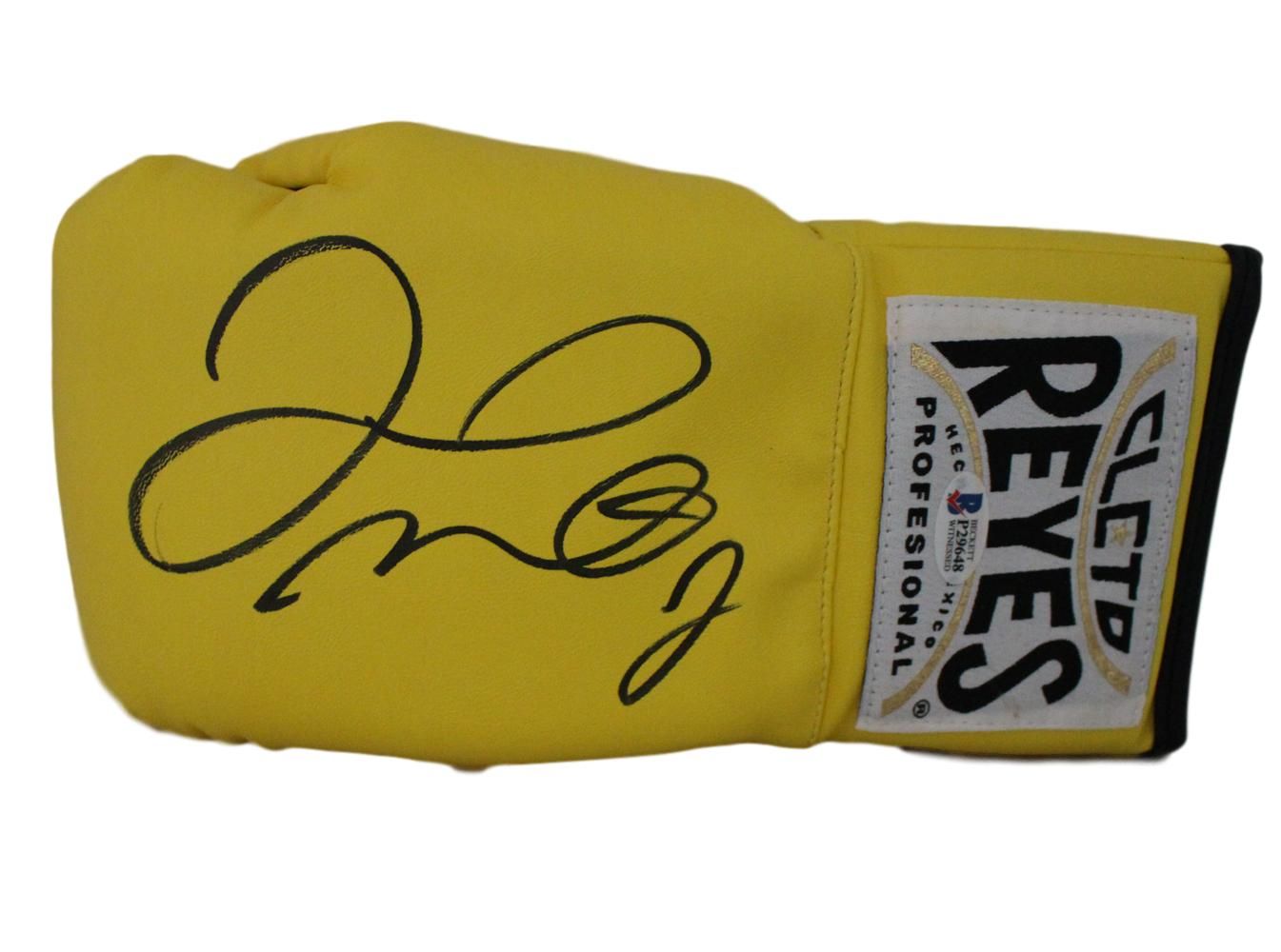 Floyd Mayweather Jr Signed Cleto Reyes Yellow Left Hand Boxing Glove BAS