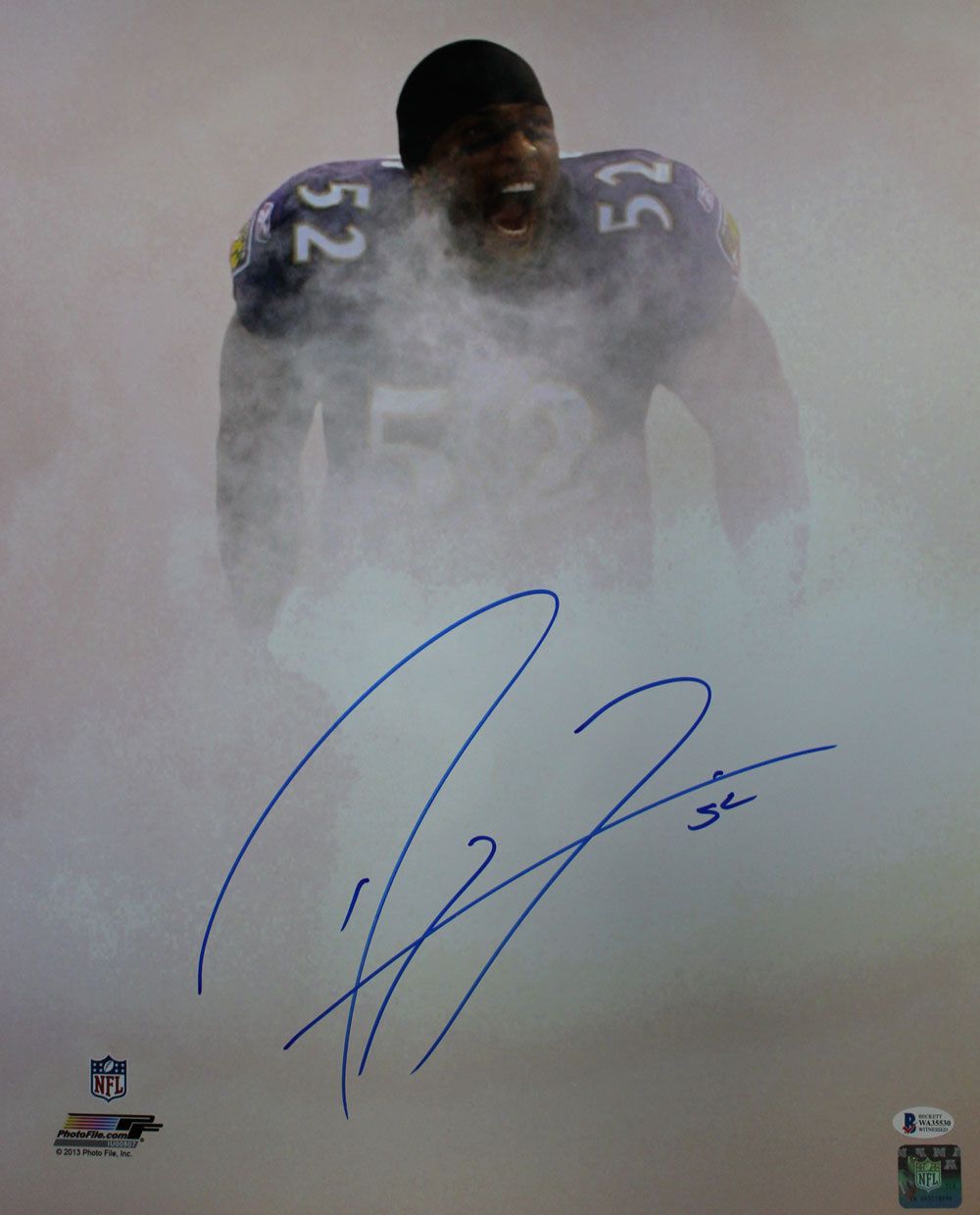 Ray Lewis Autographed/Signed Baltimore Ravens 16x20 Photo BAS PF