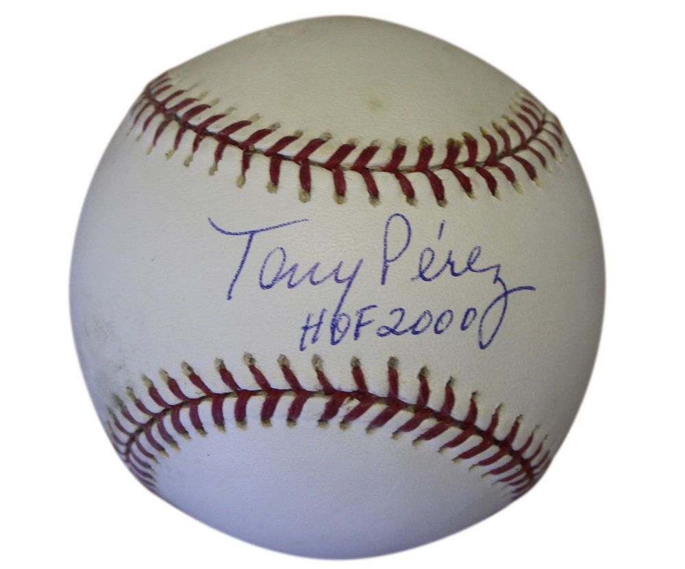 Tony Perez Autographed/Signed Cincinnati Reds OML Baseball HOF Tristar