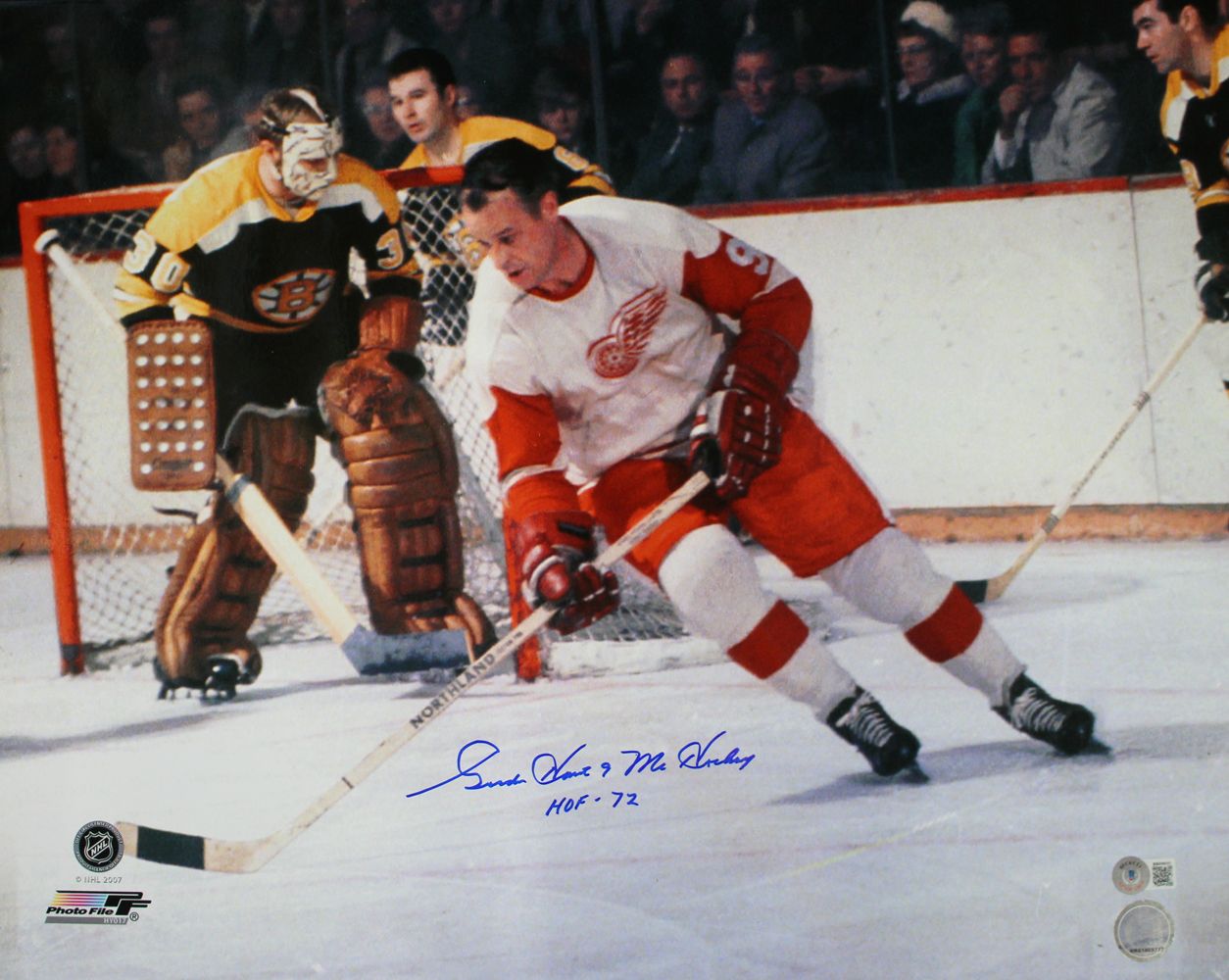 Gordie Howe Signed Detroit Red Wings 16x20 Photo HOF &amp; Mr Hockey BAS