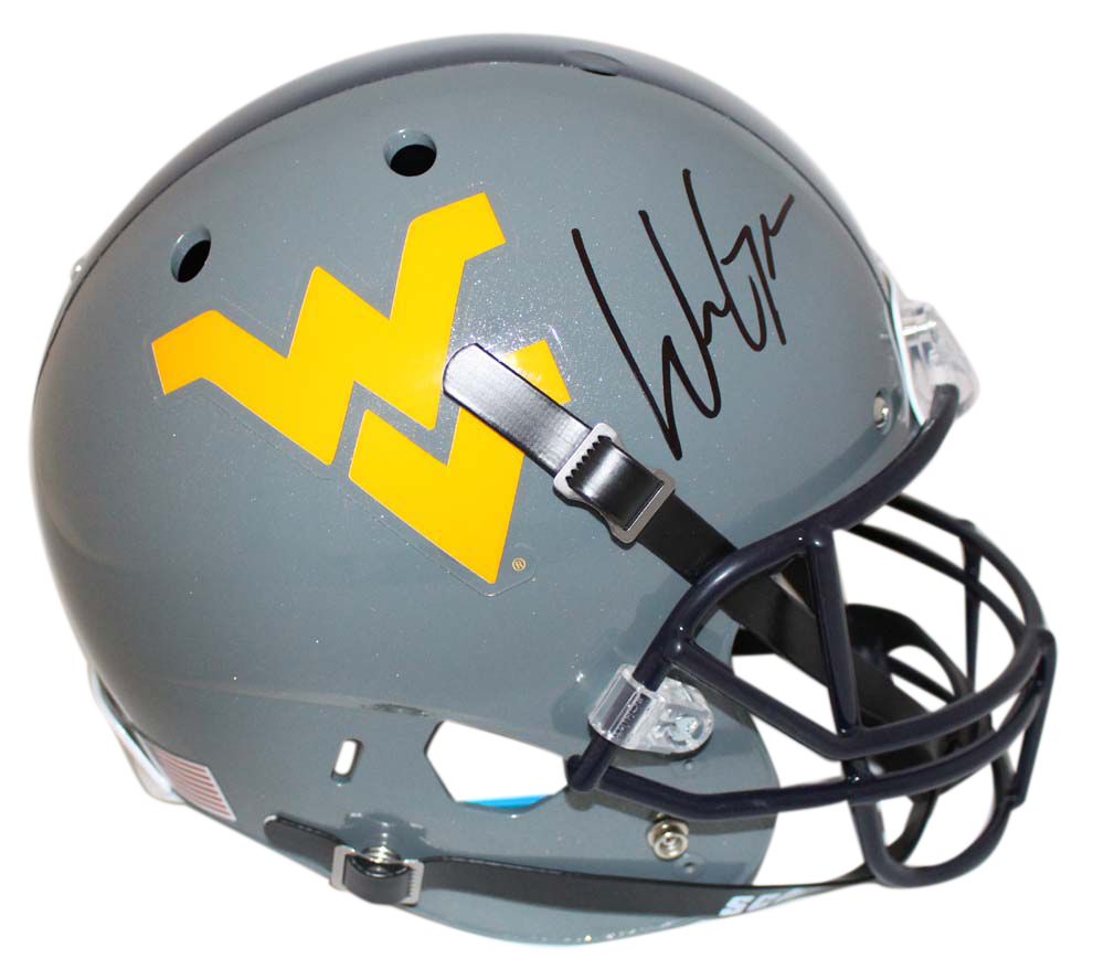 Will Grier Signed West Virginia Mountaineers Gray Replica Helmet BAS