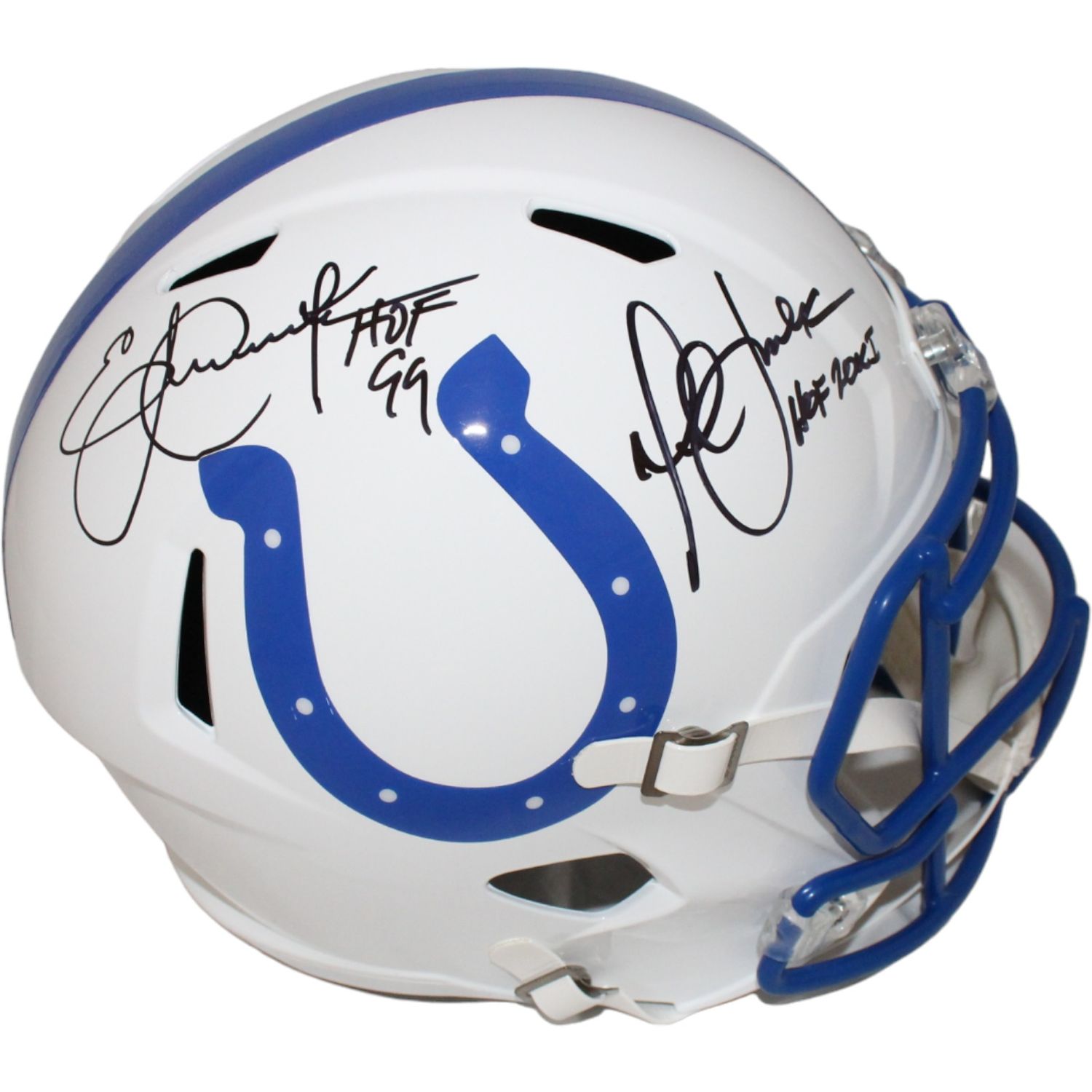 Eric Dickerson Marshall Faulk Signed Colts TB Authentic Helmet HOF BAS
