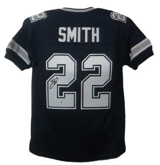 Emmitt Smith Autographed Dallas Cowboys Custom Size XL Blue Jersey BAS