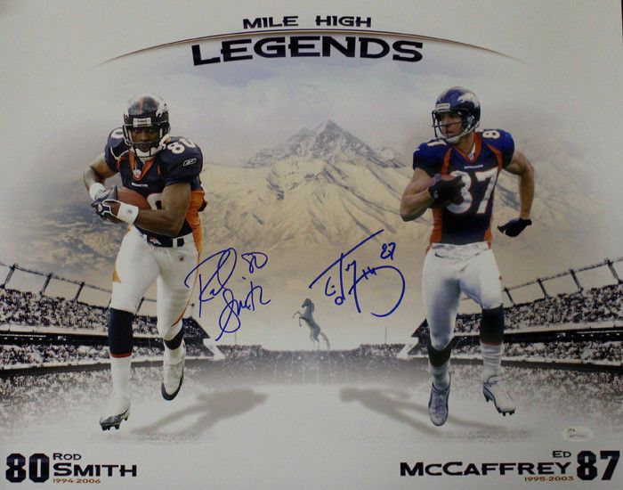 Rod Smith &amp; Ed McCaffrey Autographed Denver Broncos 16x20 Photo Mile High Legends JSA
