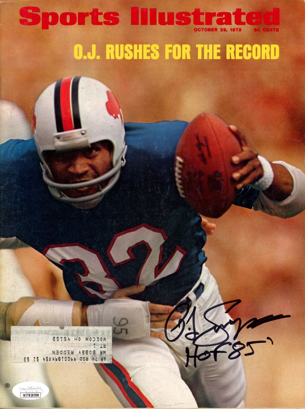 O.J. Simpson Autographed Sports Illustrated Magazine 10/29/1973 HOF JSA