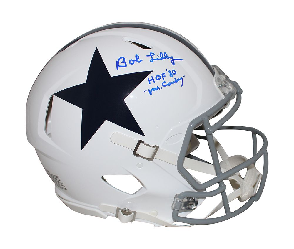 Bob Lilly Autographed Dallas Cowboys Authentic 1960 Speed Helmet BAS