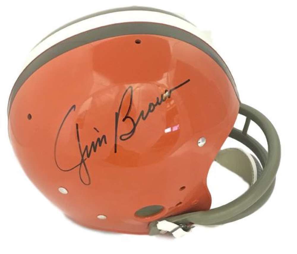 Jim Brown Autographed Cleveland Browns Full Size TK Helmet JSA