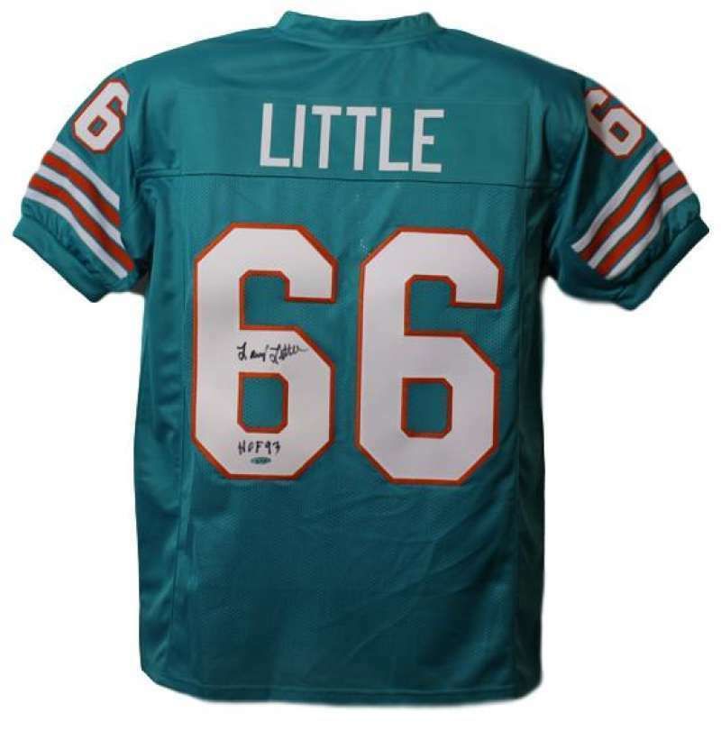 Larry Little Autographed Miami Dolphins Size XL Teal Jersey HOF TriStar