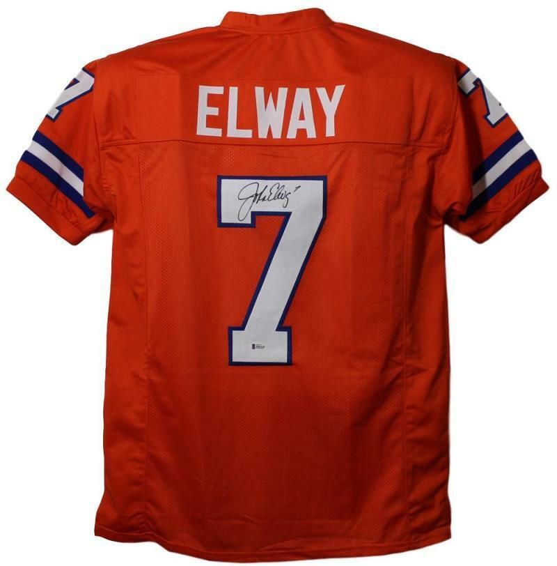 John Elway Autographed Denver Broncos Orange XL Jersey BAS