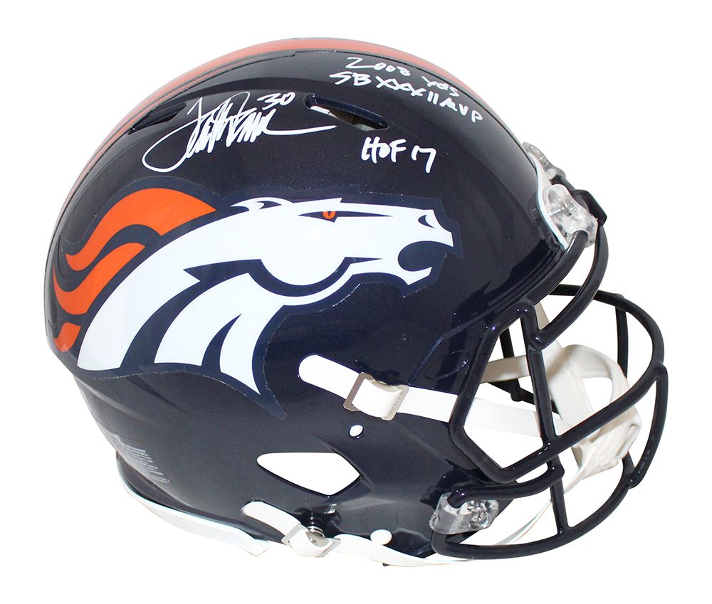 Terrell Davis Signed Denver Broncos Authentic Speed Helmet 3 Insc BAS