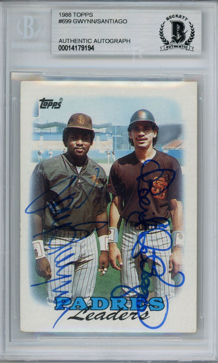 Tony Gwynn &amp; Roberto Alomar Signed 1988 Topps #699 Trading Card BAS Slab