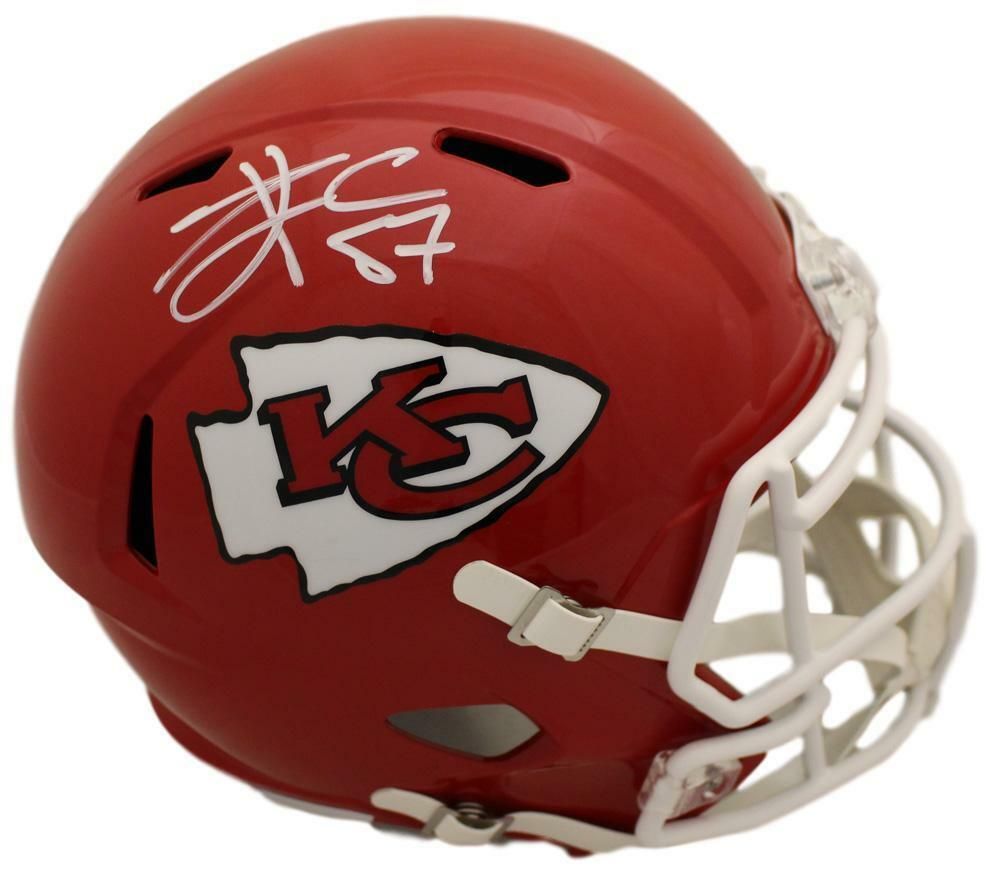 Travis Kelce Autographed Kansas City Chiefs Speed Replica Helmet BAS