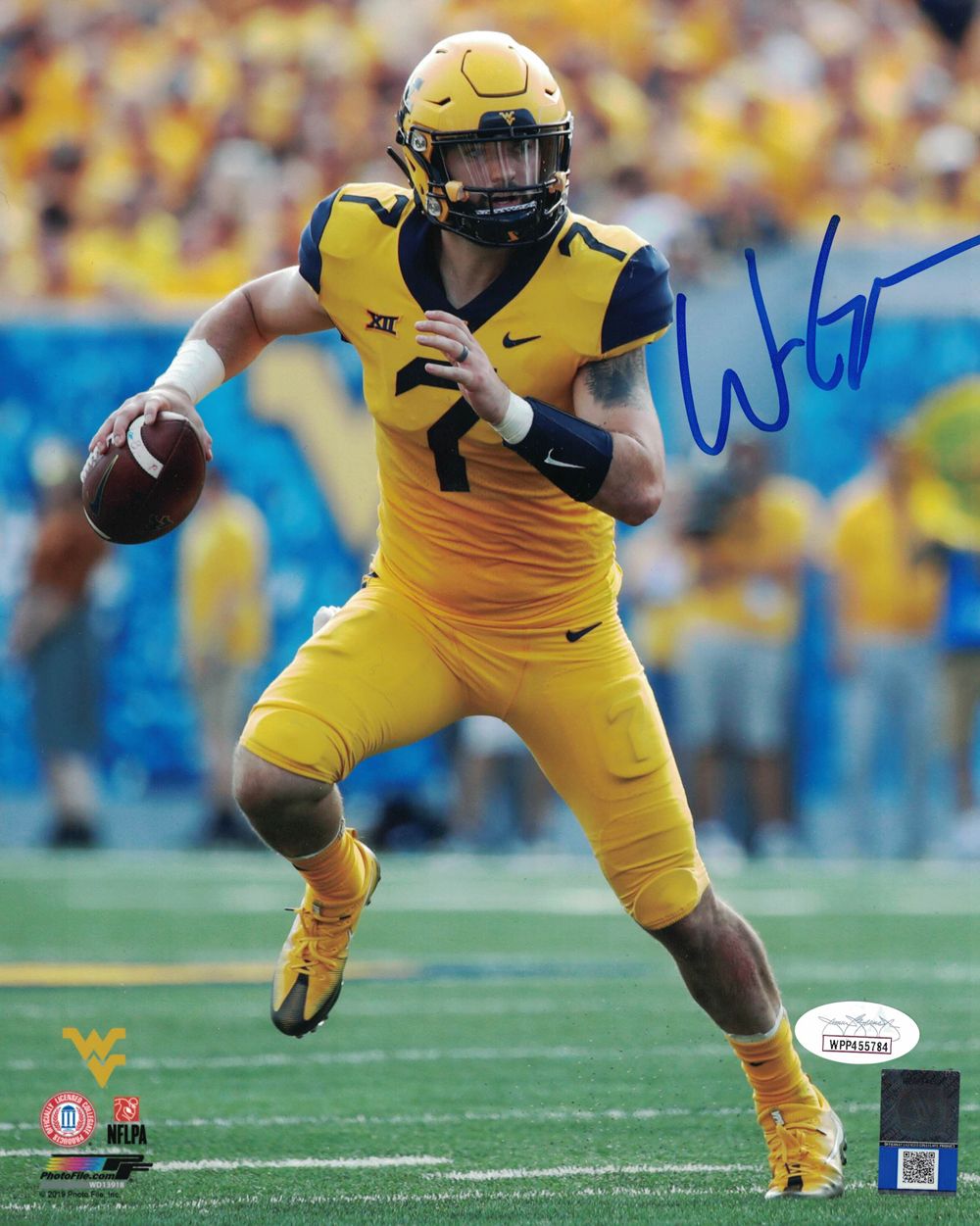 Will Grier Autographed West Virginia Mountaineers 8x10 Photo JSA PF