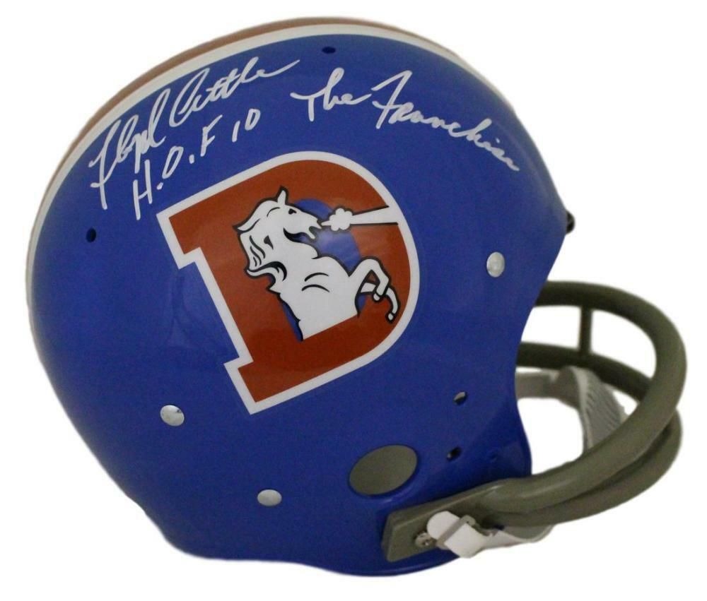 Floyd Little Autographed Denver Broncos D-Logo TK Helmet 2 Insc JSA