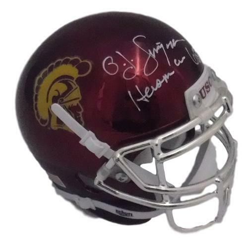 OJ Simpson Autographed USC Trojans Schutt Chrome Mini Helmet Heisman 68 JSA