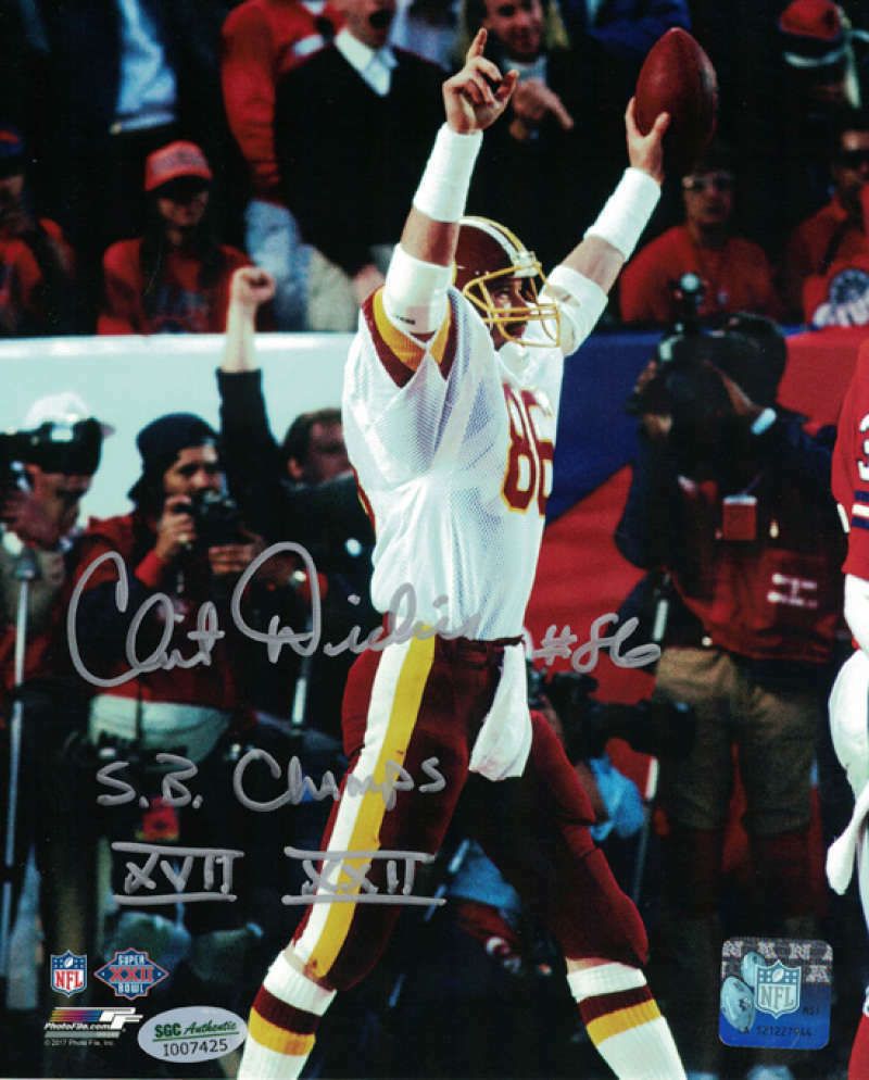 Clint Didier Autographed Washington Redskins 8x10 Photo 2x SB Champs SGC