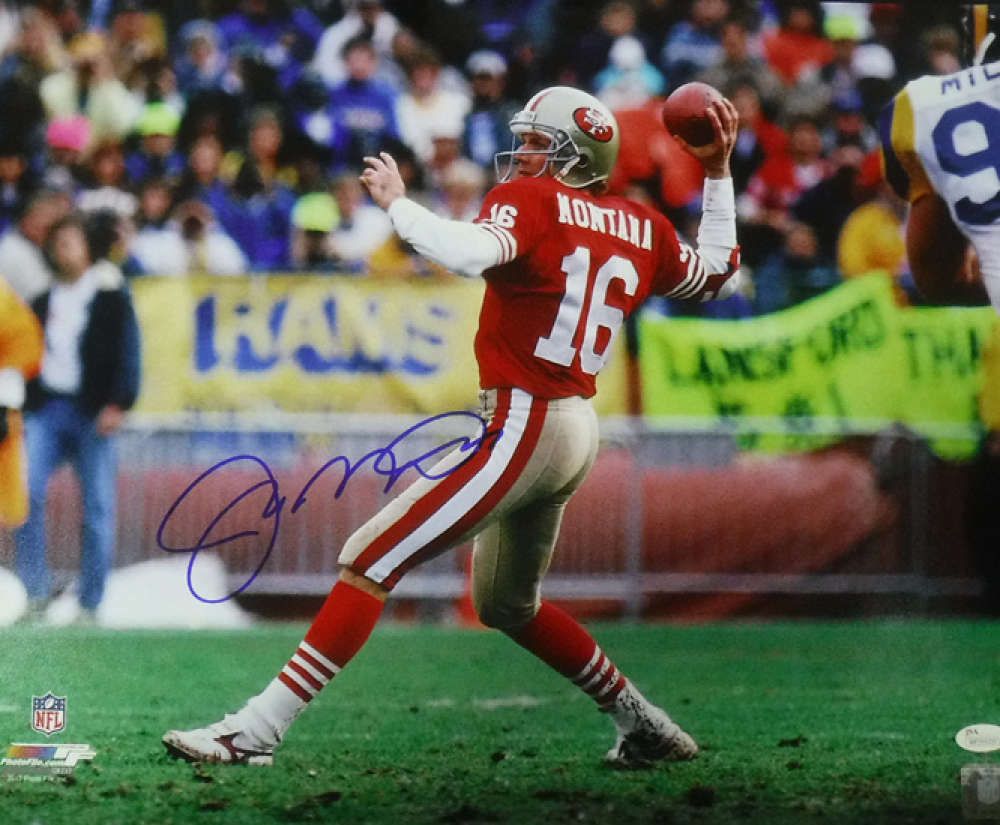 Joe Montana Autographed San Francisco 49ers 16x20 Photo (vs Rams) JSA