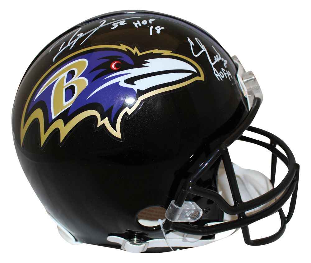 Ray Lewis, Jonathan Ogden &amp; Ed Reed Signed Authentic VSR4 Helmet BAS