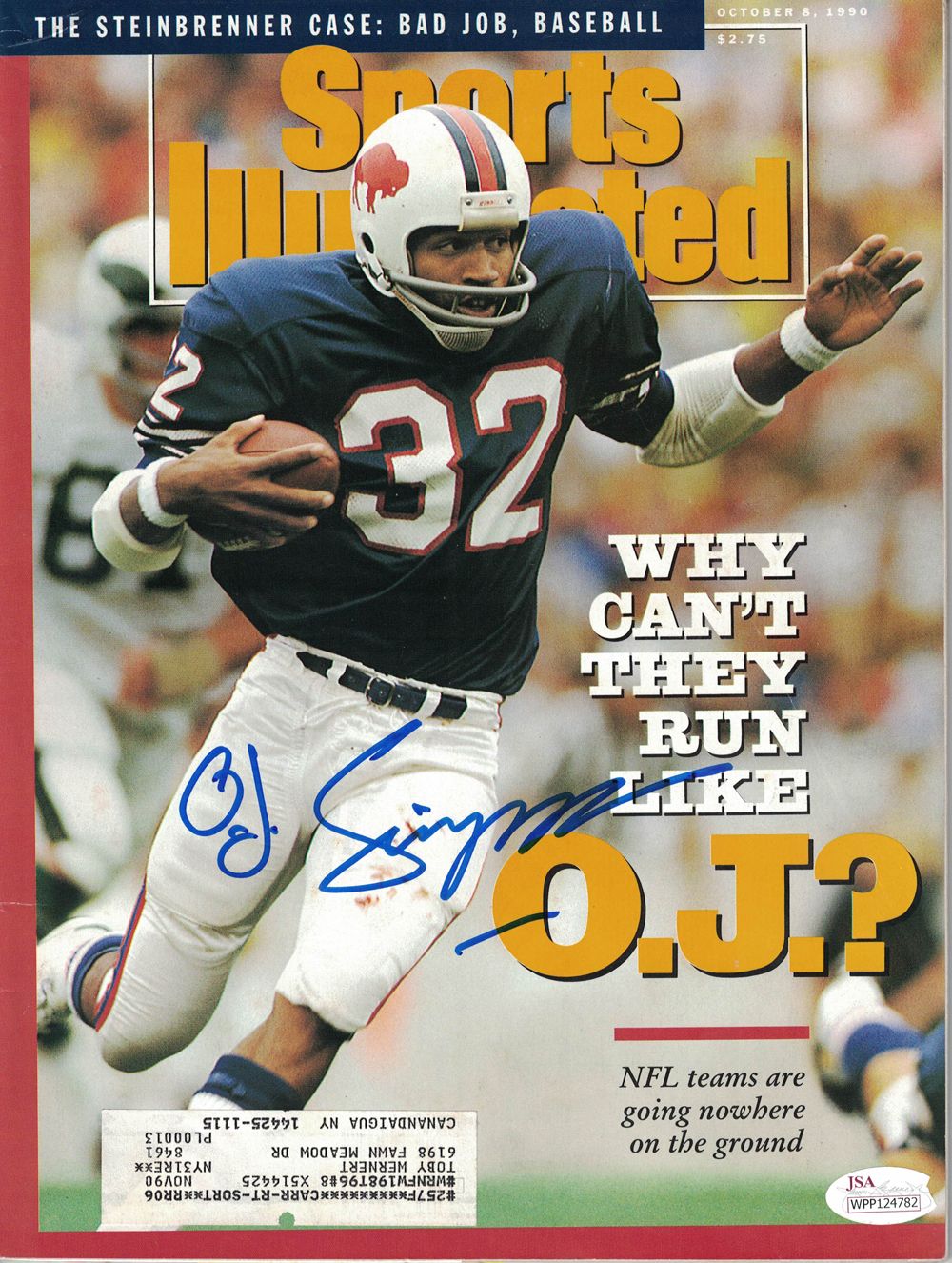 O.J. Simpson Autographed Buffalo Bills 1990 Sports Illustrated JSA