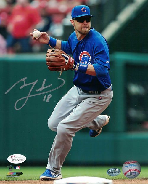 Ben Zobrist Autographed Chicago Cubs 8x10 Photo (Fielding) JSA