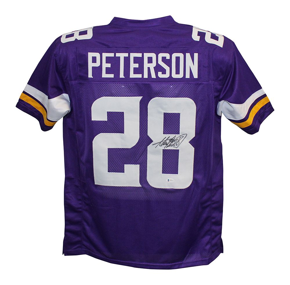 Adrian Peterson Autographed/Signed Pro Style Purple XL Jersey BAS