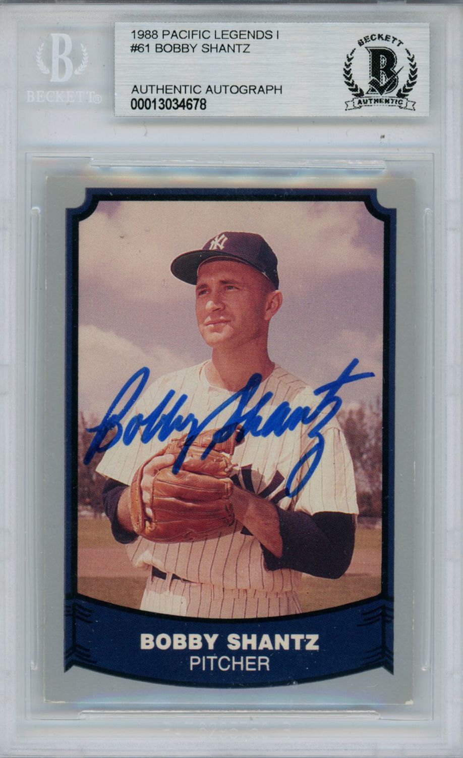 Bobby Shantz Autographed 1988 Pacific Legends I #61 Card Beckett Slab