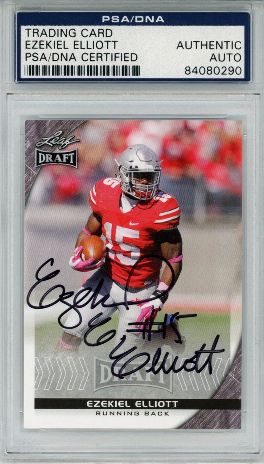 Ezekiel Elliott Signed 2016 Leaf Draft #31 Trading Card PSA Slab
