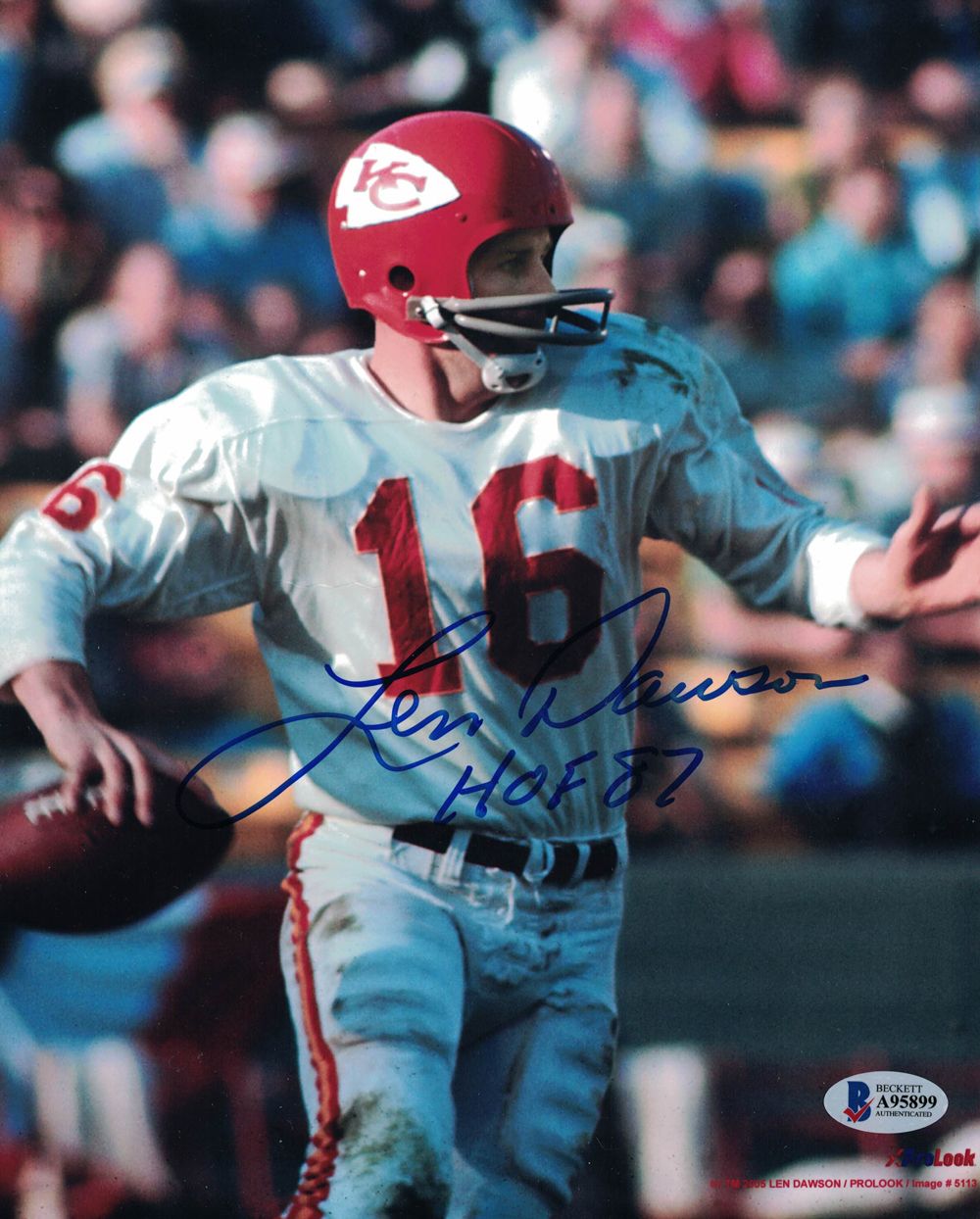 Len Dawson Autographed/Signed Kansas City Chiefs 8x10 Photo HOF BAS PF