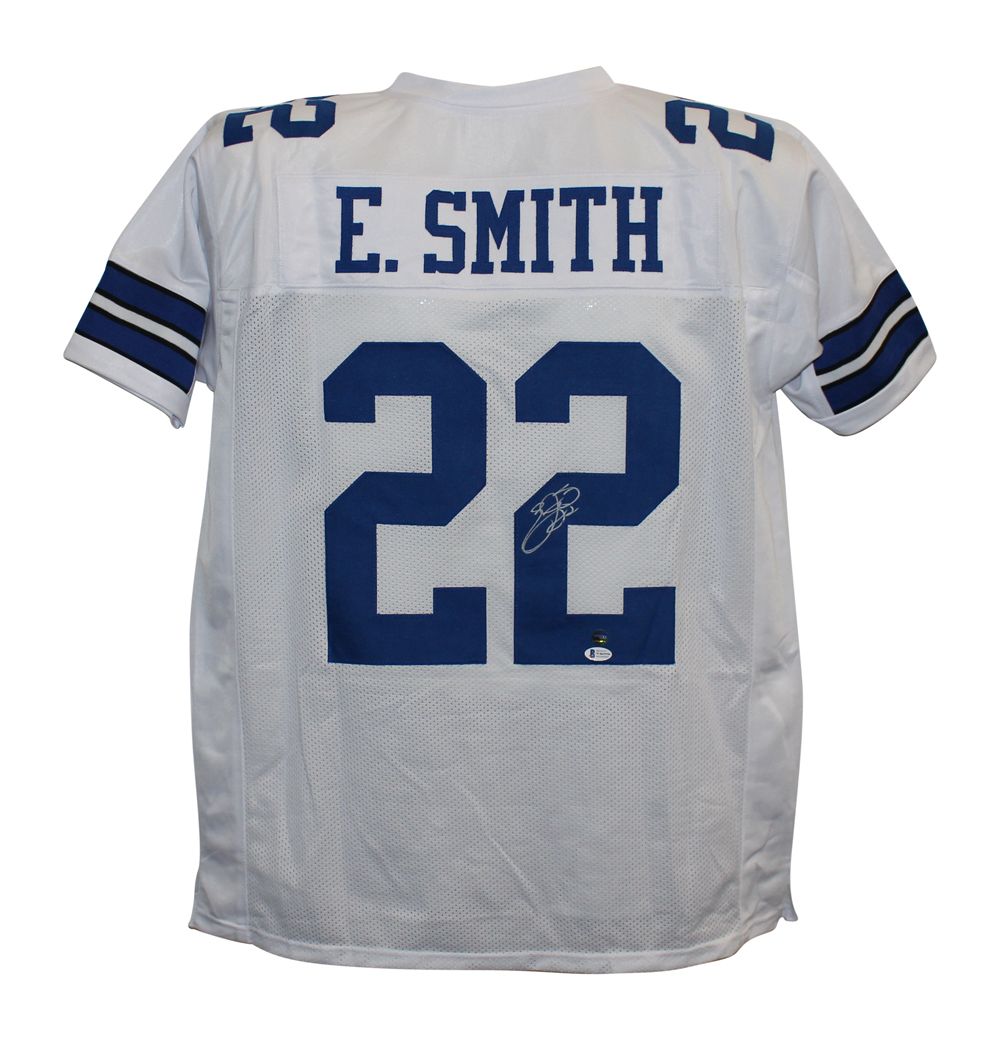 Emmitt Smith Autographed/Signed Pro Style White XL Jersey BAS