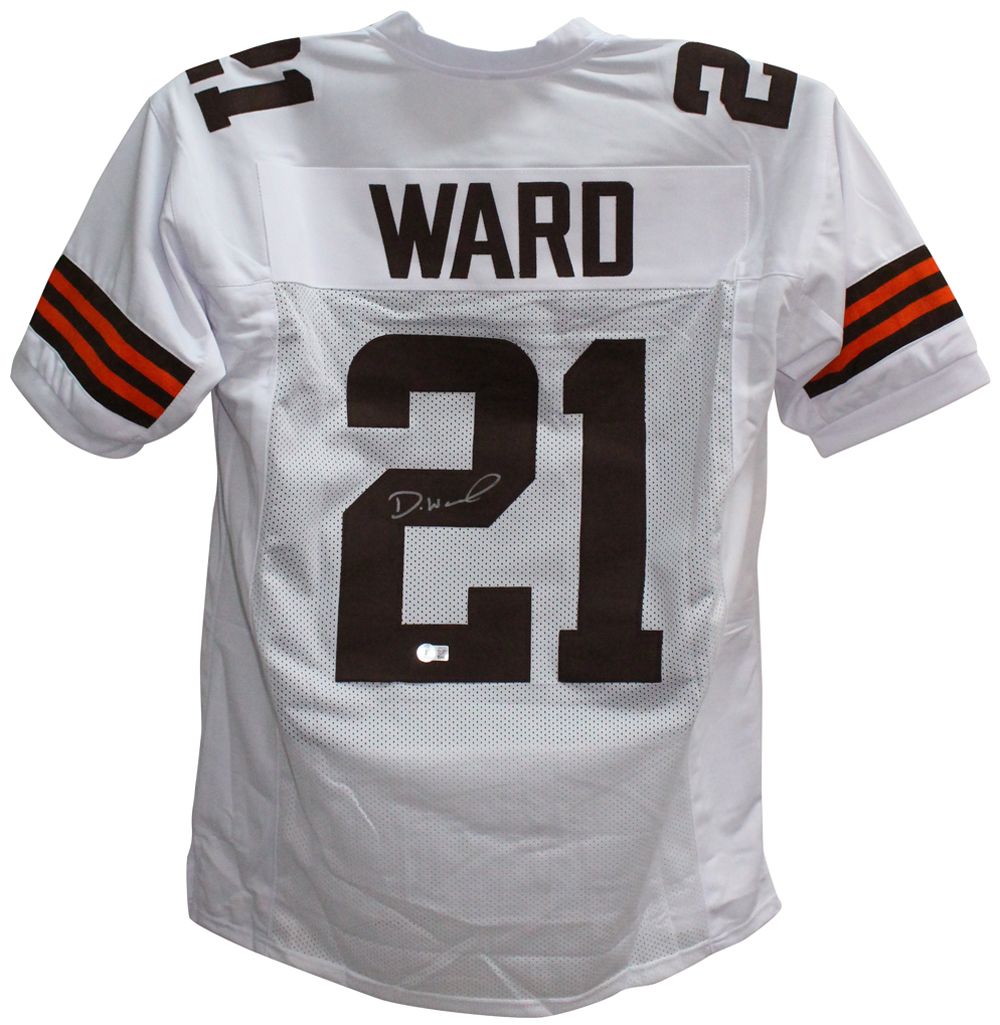 Denzel Ward Autographed/Signed Pro Style White XL Jersey Beckett BAS