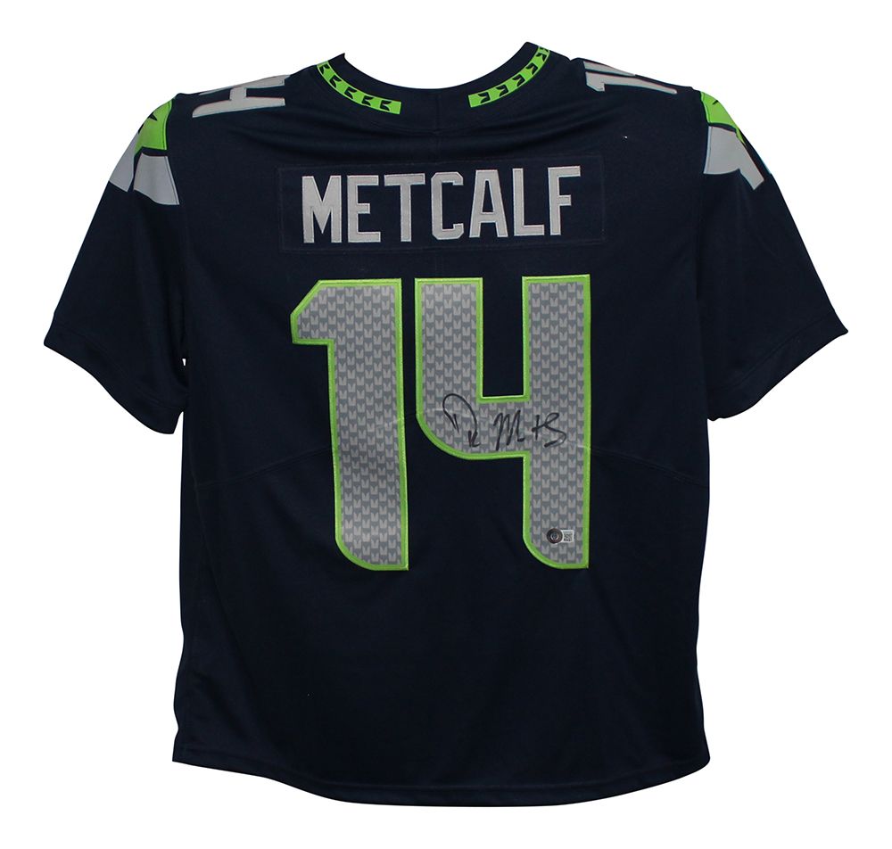 DK Metcalf Autographed/Signed Seattle Seahawks Blue Nike XL Jersey BAS