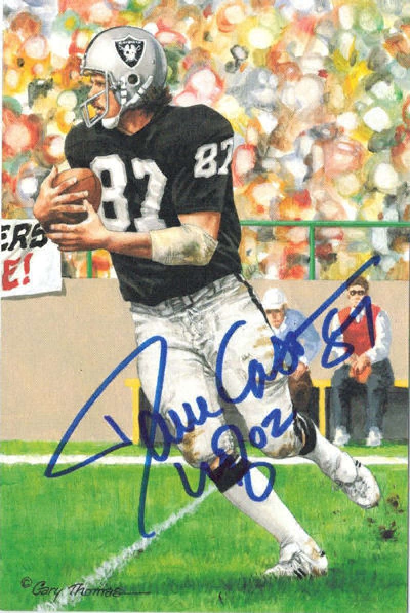 Dave Casper Autographed Oakland Raiders Goal Line Art Card in Blue w/HOF 02