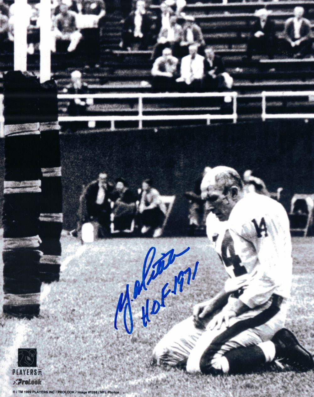 YA Tittle Autographed/Signed New York Giants 8x10 Photo HOF