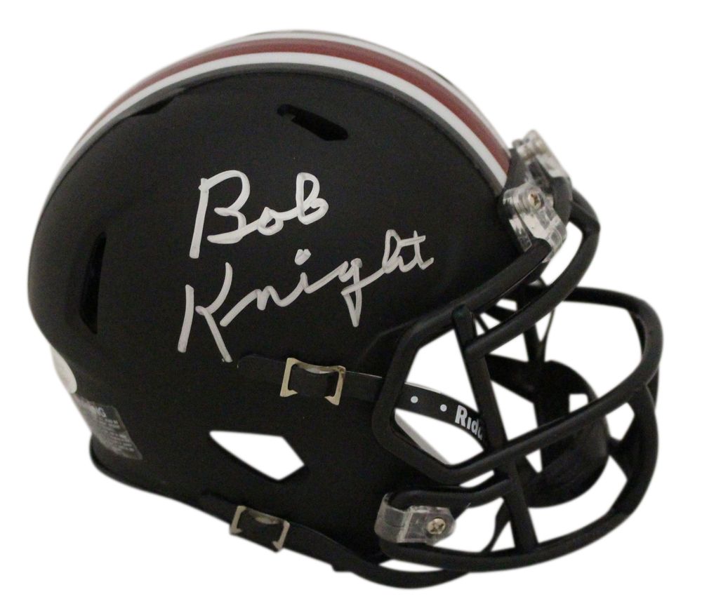 Bobby Knight Autographed Ohio State Buckeyes Black Mini Helmet JSA