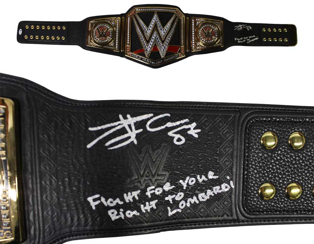 Travis Kelce Autographed/Signed WWE Championship Replica Belt BAS