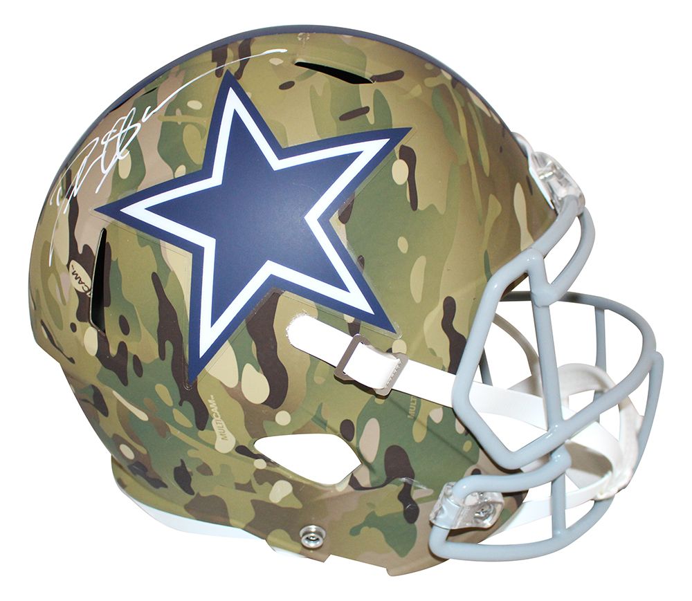 Deion Sanders Autographed Dallas Cowboys F/S Camo Speed Helmet BAS