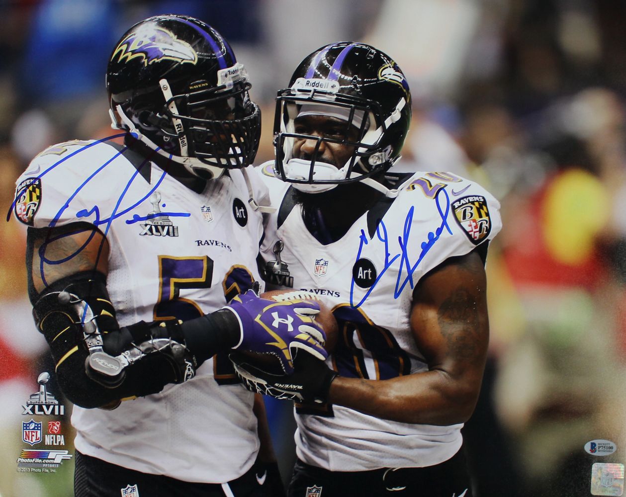 Ray Lewis &amp; Ed Reed Autographed Baltimore Ravens 16x20 Photo BAS PF