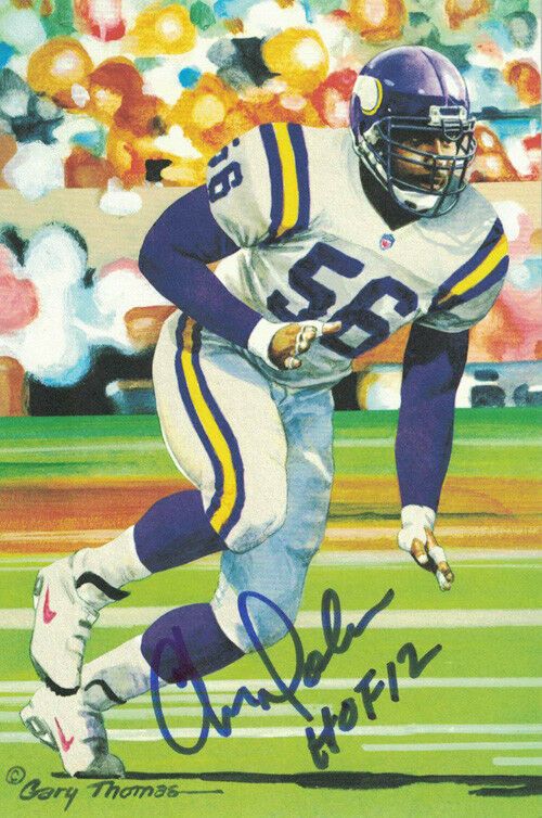 Chris Doleman Autographed Minnesota Vikings Goal Line Art Card Blue HOF