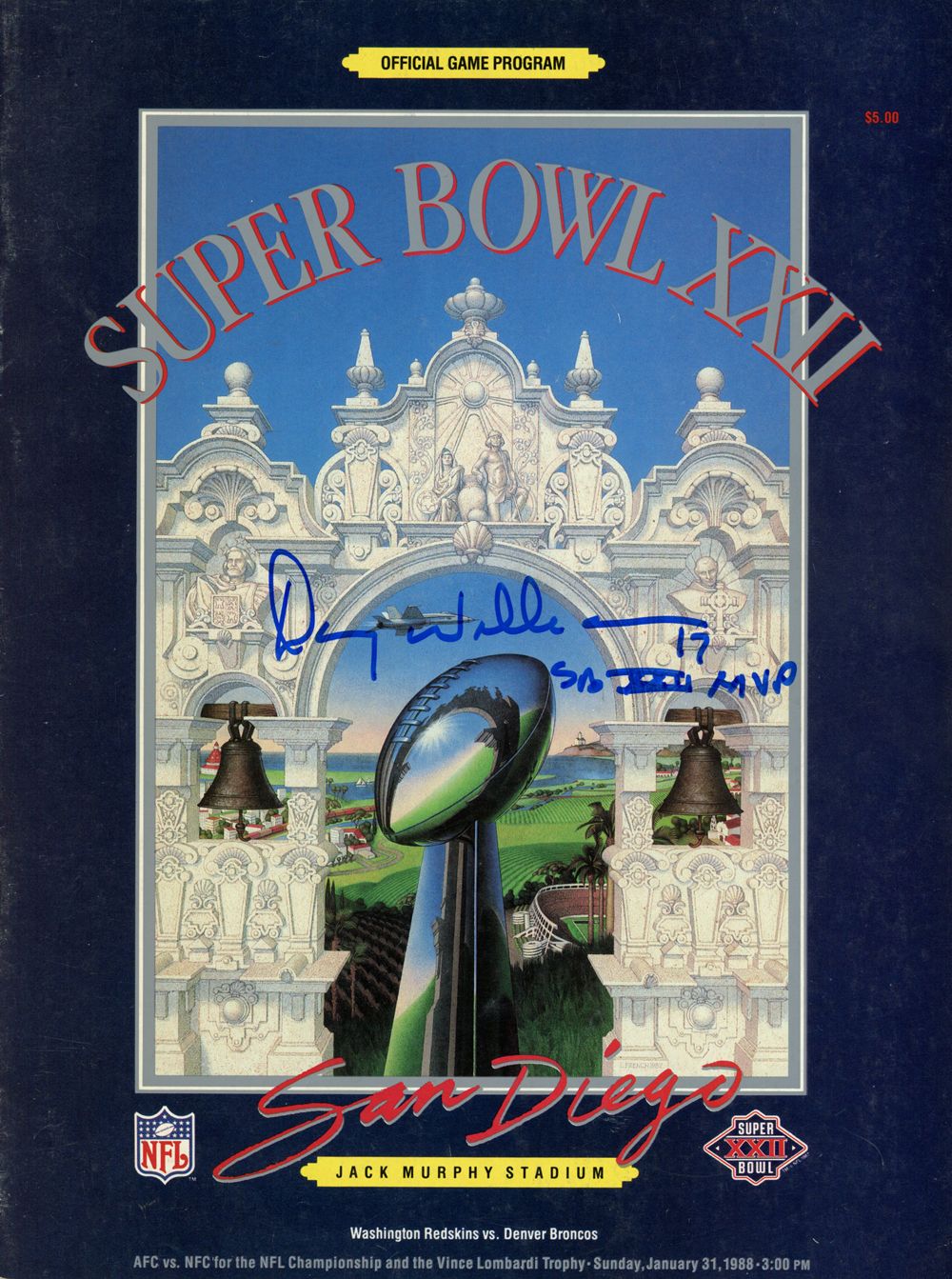 Doug Williams Autographed/Signed Super Bowl XXII Program SB MVP JSA