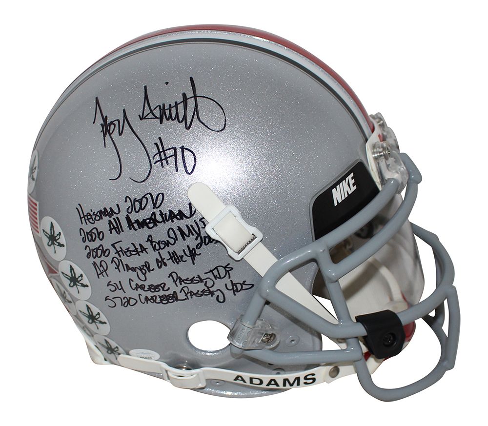 Troy Smith Autographed Ohio State Buckeyes Authentic Custom Helmet JSA