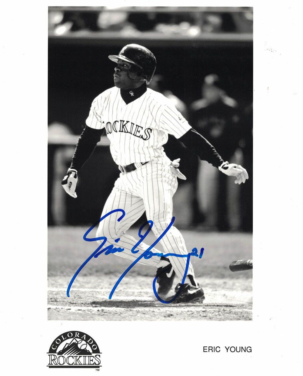 Eric Young Autographed/Signed Colorado Rockies 8x10 Photo PF